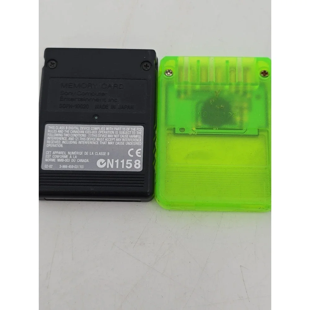 2 Official Sony PlayStation 2 8MB Memory Card - Black & 1 Green Mad Catz